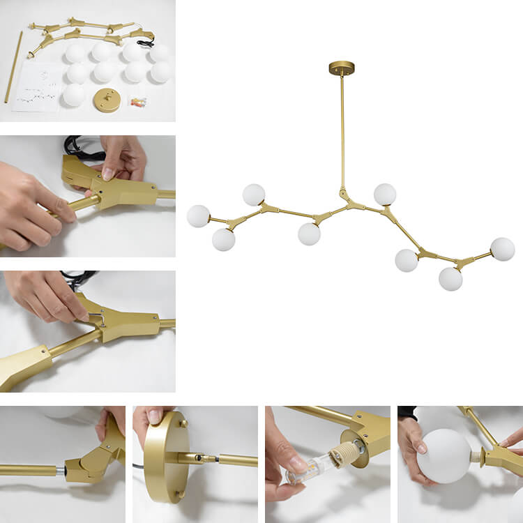Nivero Linear Bubble Glass Chandelier-Relic Pieces
