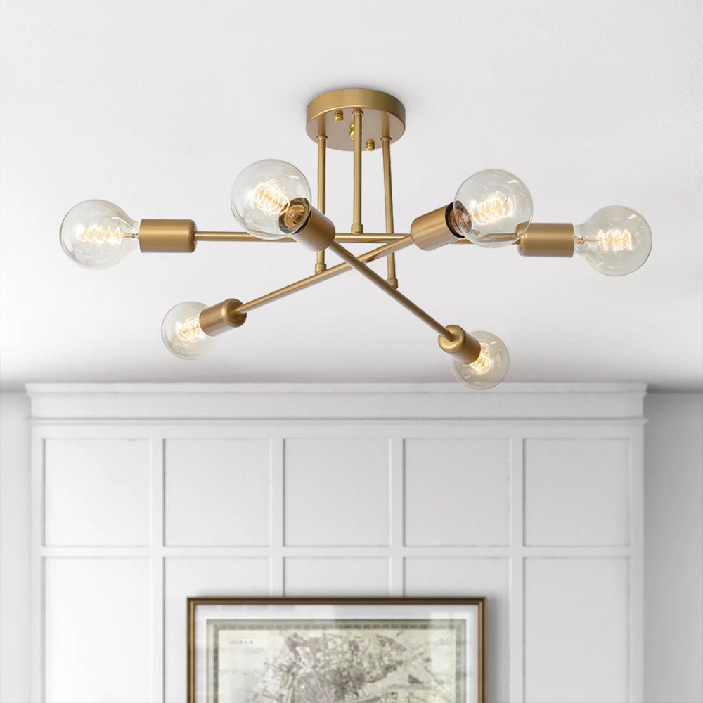 Vallin Modern Brass Semi Flush Mount Chandelier-Relic Pieces