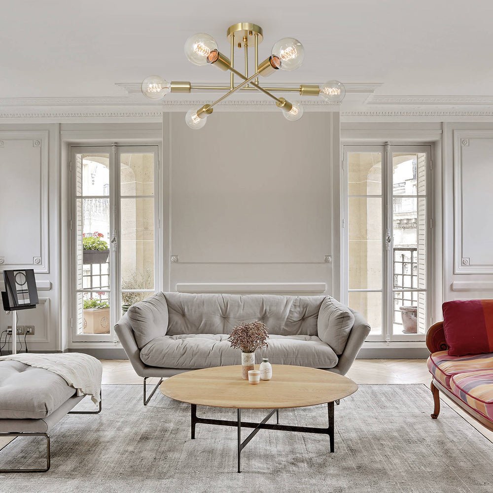Vallin Modern Brass Semi Flush Mount Chandelier-Relic Pieces