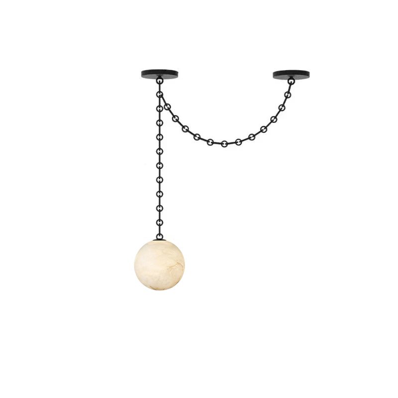 Elarion Industrial Alabaster Orb Chain Chandelier