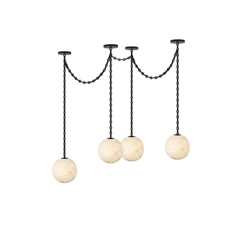 Elarion Industrial Alabaster Orb Chain Chandelier