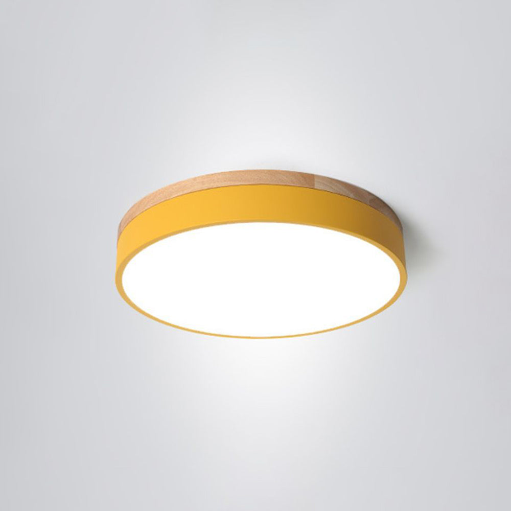 Losupak Nordic LED Round Flush Mount Ceiling Light Wood Color