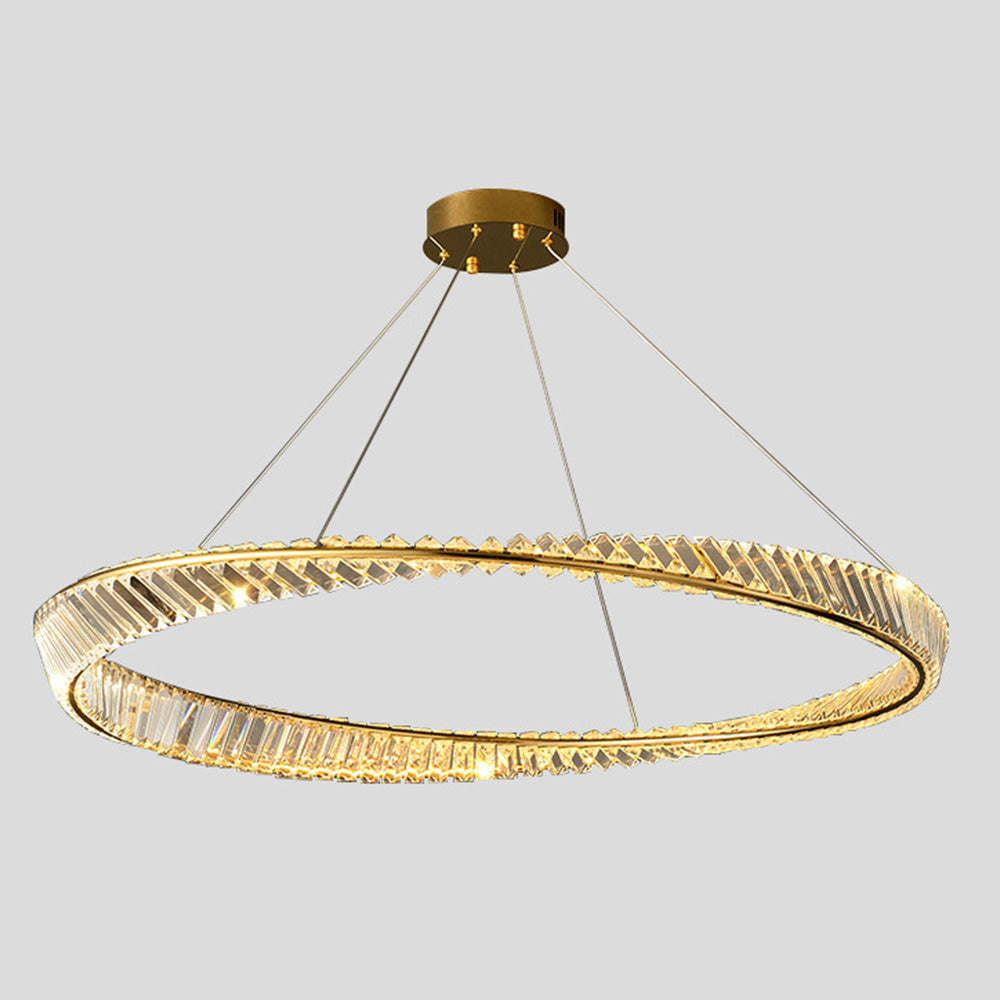Gusosal Modern Luxury Round Glass Chandelier, Gold