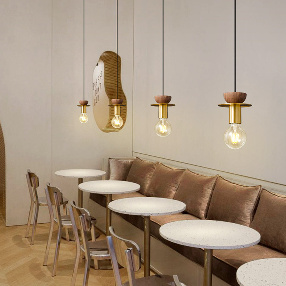 Jemibal Modern Simple Pendant Light Copper Walnut Bedroom Dining Room