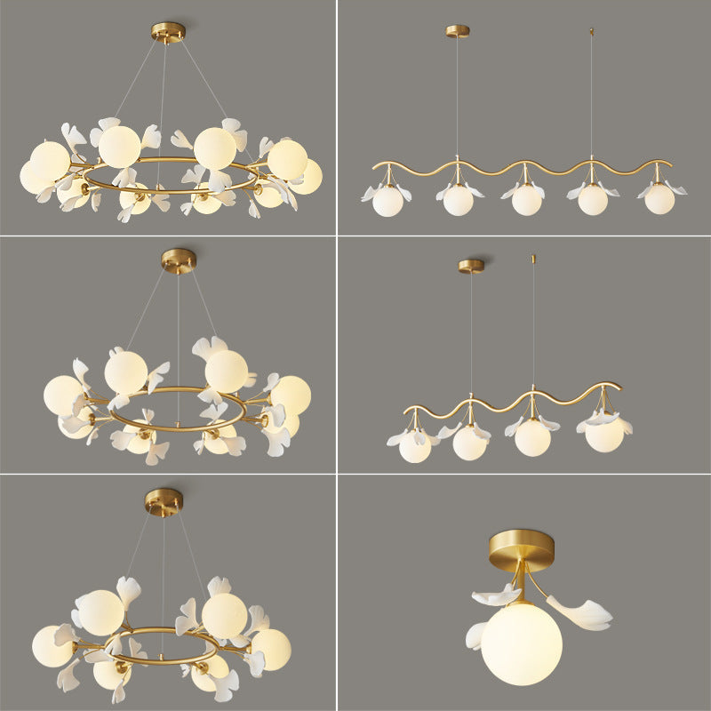 Gimageni Luxury Minimalist Chandelier Creative Leaf Glass Living Room