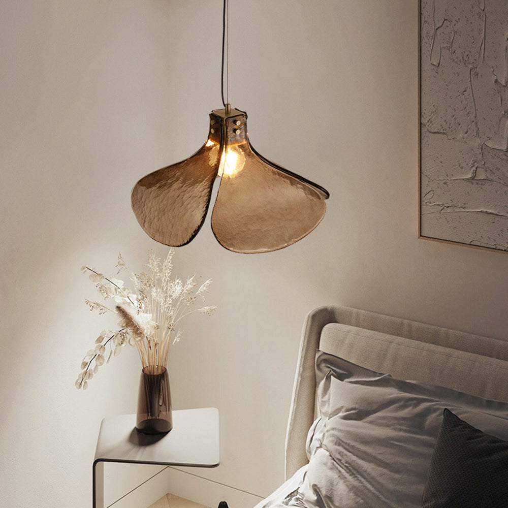 Nugadid Handmade Retro Glass Pendant Light, Four-leaf Flower