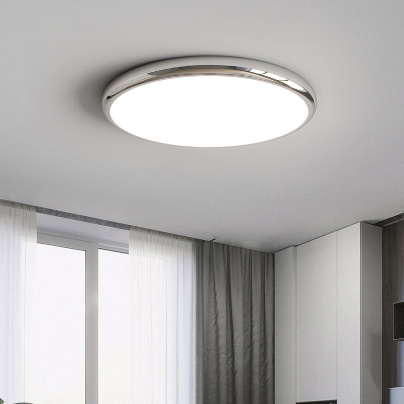 Cikogin Retro Circle Flush Mount Ceiling Light White Metal Bedroom