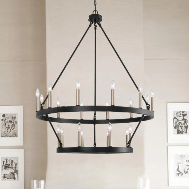 Disegot Modern Industrial LED Chandelier Black Metal Living Room