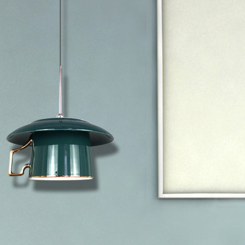 Jerokana Square Handle Cup Ceramic LED Pendant Light Living Room