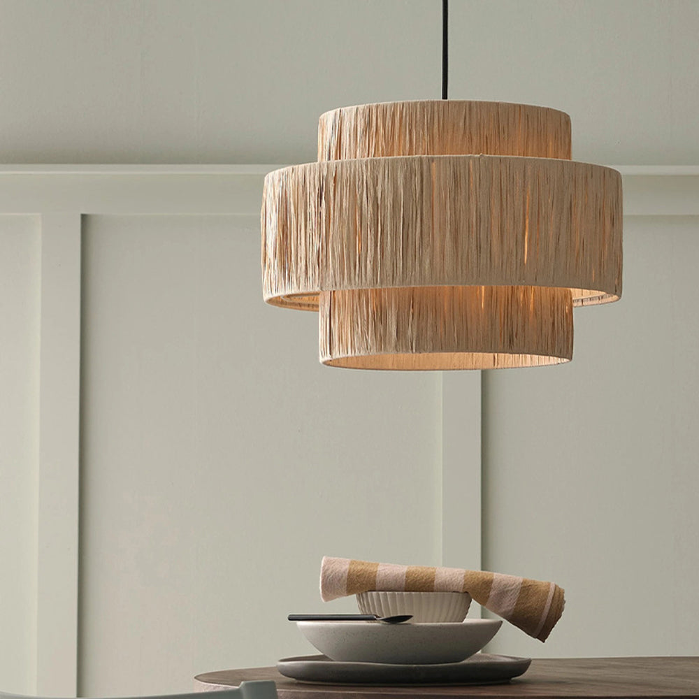 Navomar Rustic Boho Rattan Pendant Light, 3 Style