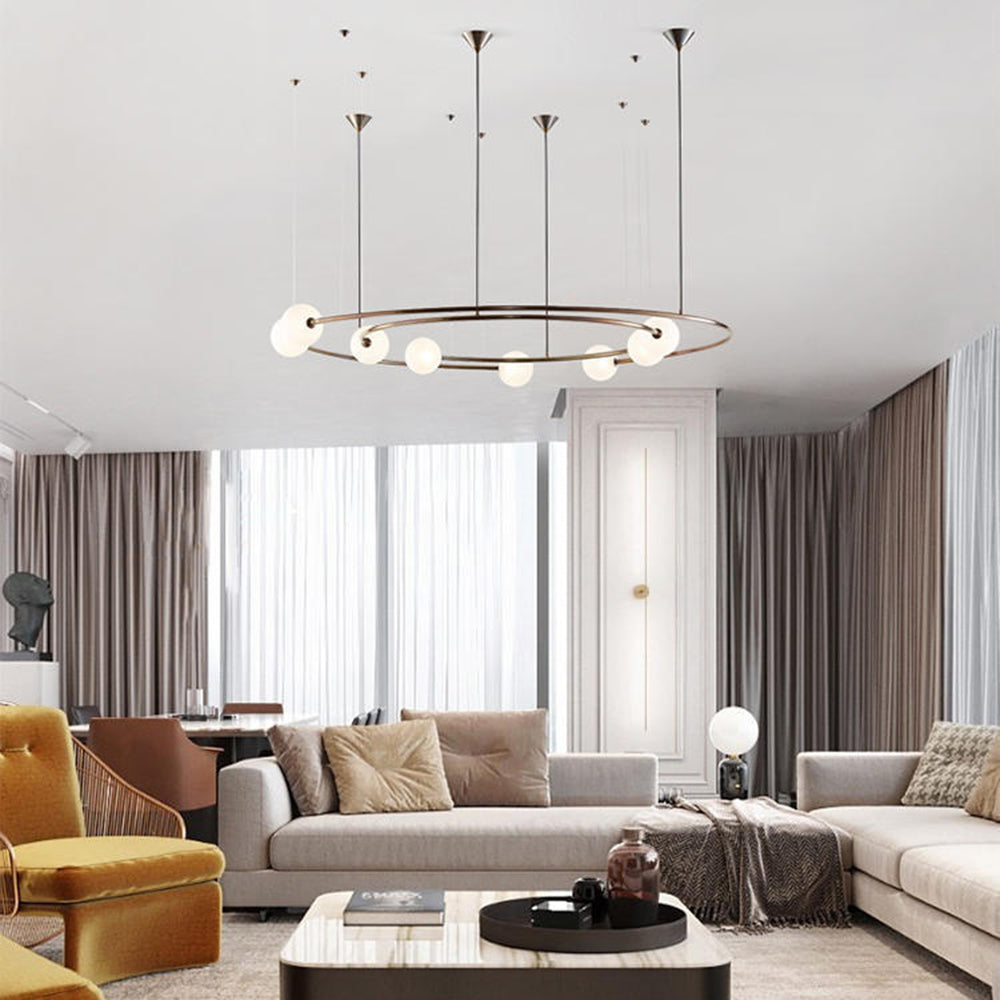 Cakulok Modern Ring Metal Pendant Light, Black/Gold