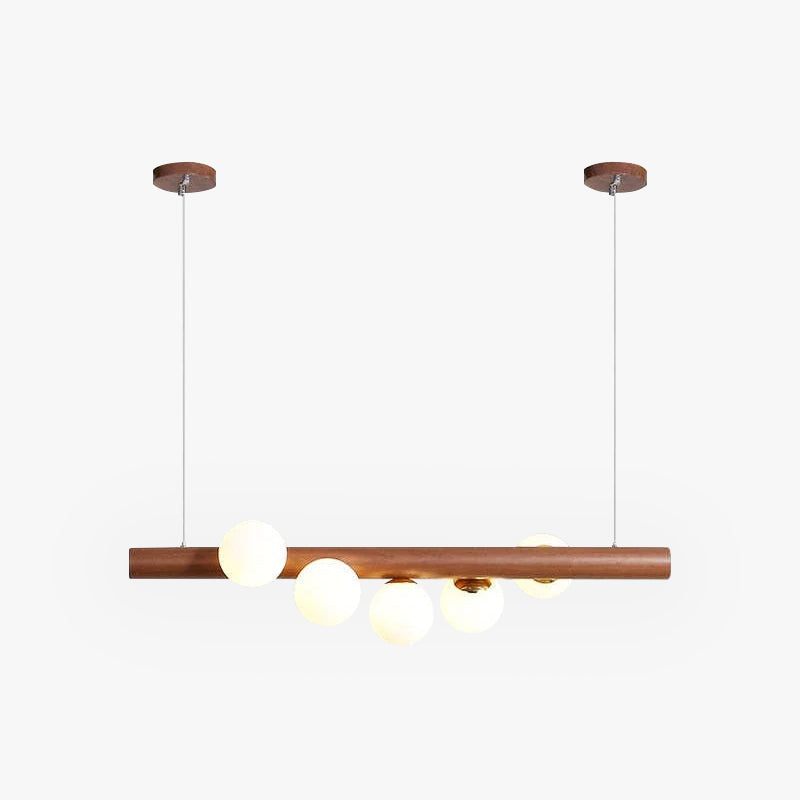 Taribid Glass Bubble Pendant Light Wood/Walnut
