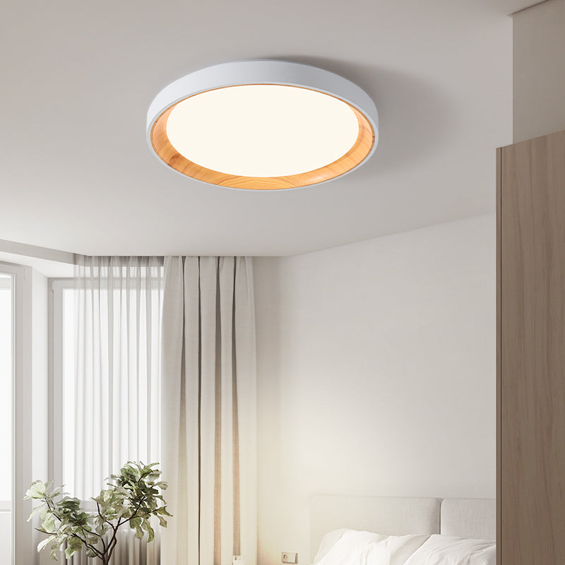Zupikat Modern LED Flush Mount Ceiling Light White Wood Kitchen