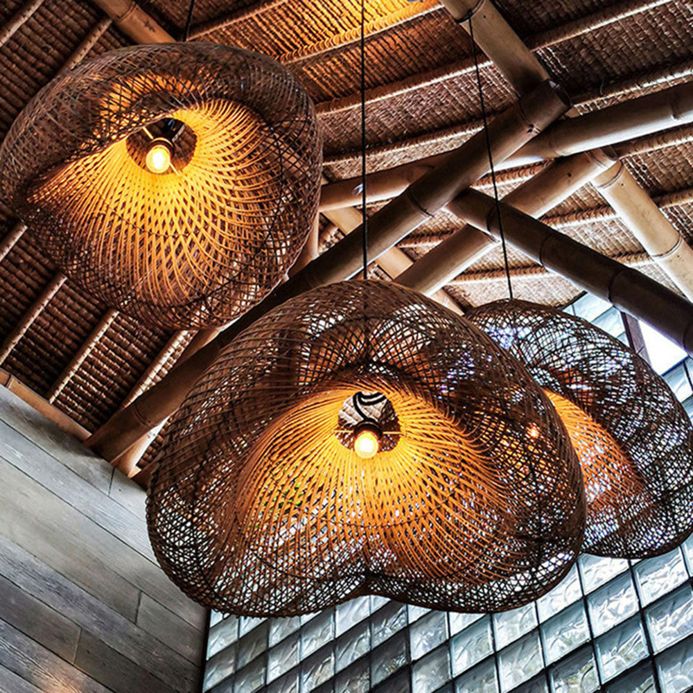 Bidigas Rustic Rattan Pendant Light Living Room