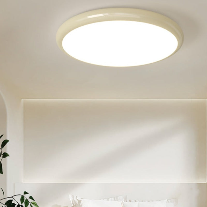 Cikogin Retro Circle Flush Mount Ceiling Light White Metal Bedroom