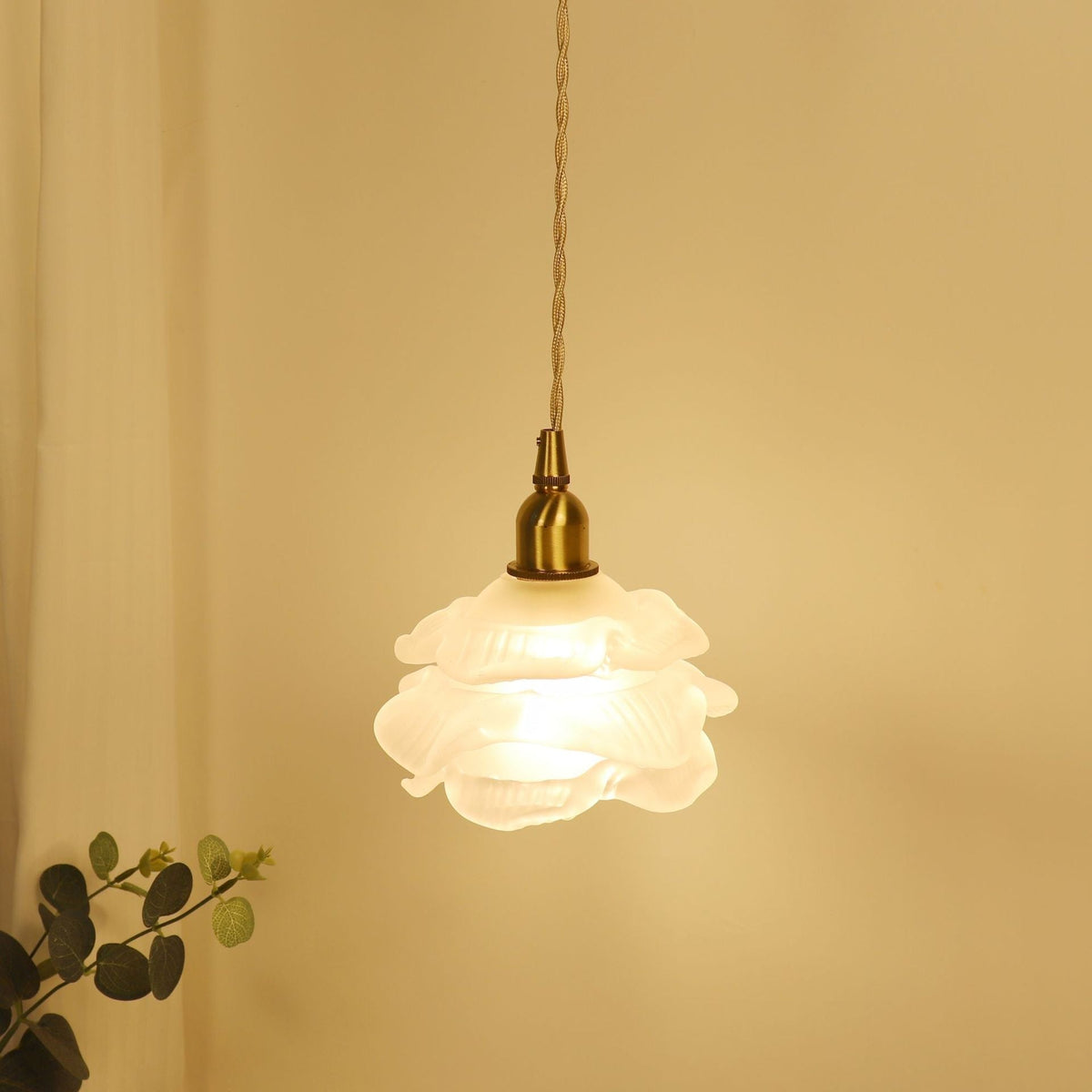 Cosivade Romantic Retro Rose Pendant Light Clear Glass Bedroom