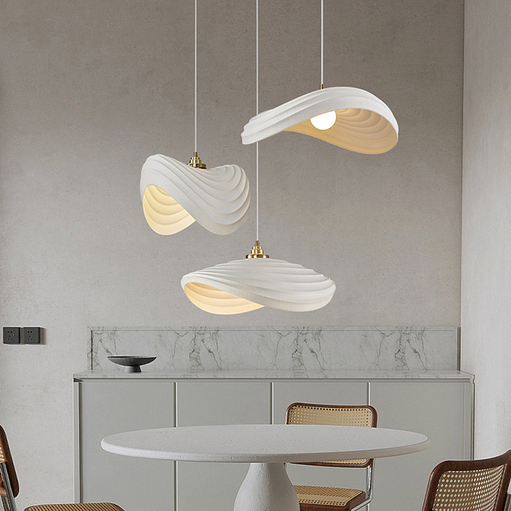Civagak Wabi-Sabi Minimalisme Ripple Pendant Light, Resin&Metal