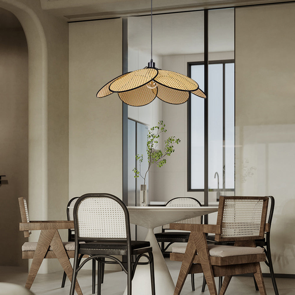 Kedober Willow weave Wabi Sabi Rattan Pendant Light, Black/White