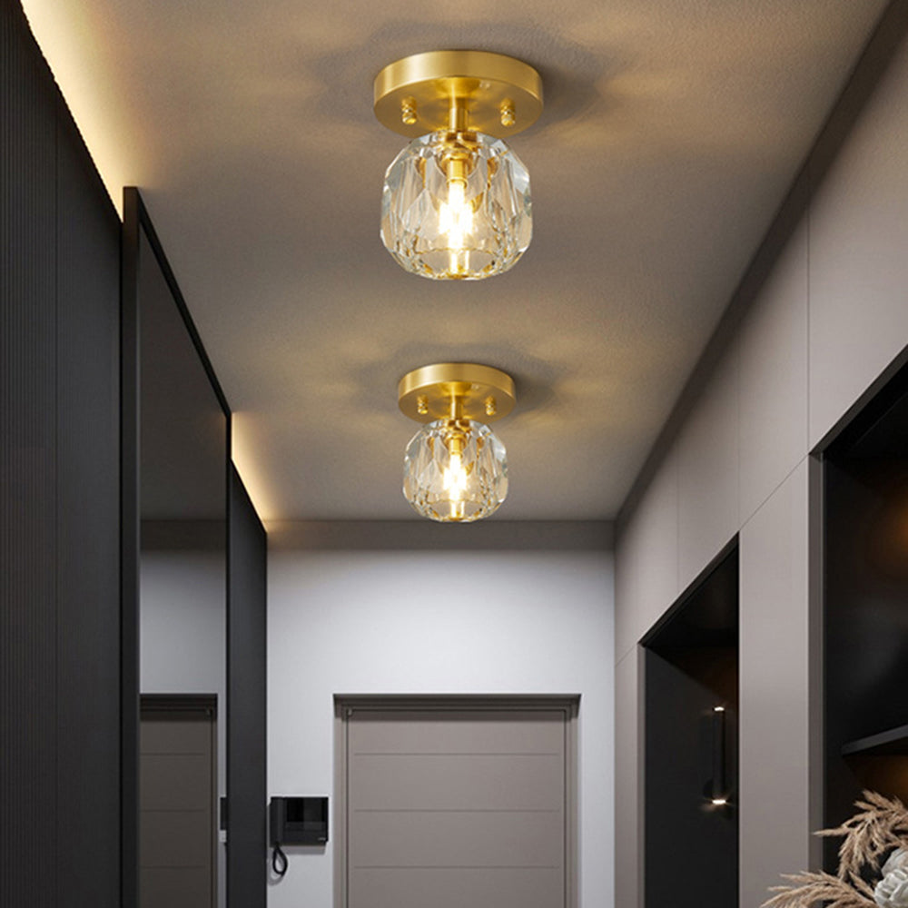 Lebomen Luxury Diamond Metal/ Flush Mount Ceiling Light, Gold