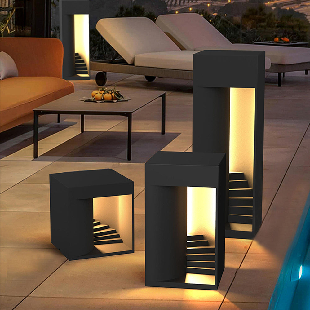 Tilegor Minimalist Waterproof Cuboid Rechargeable/Solar Lamp de Table, Black/White
