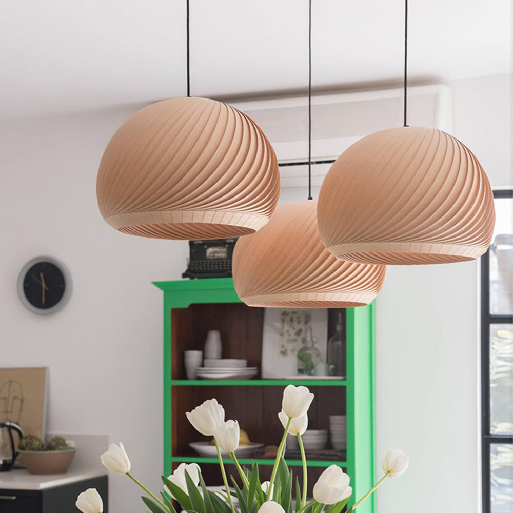 Hutomod Farmhouse Semi Metal Pendant Light, Brown/Wood