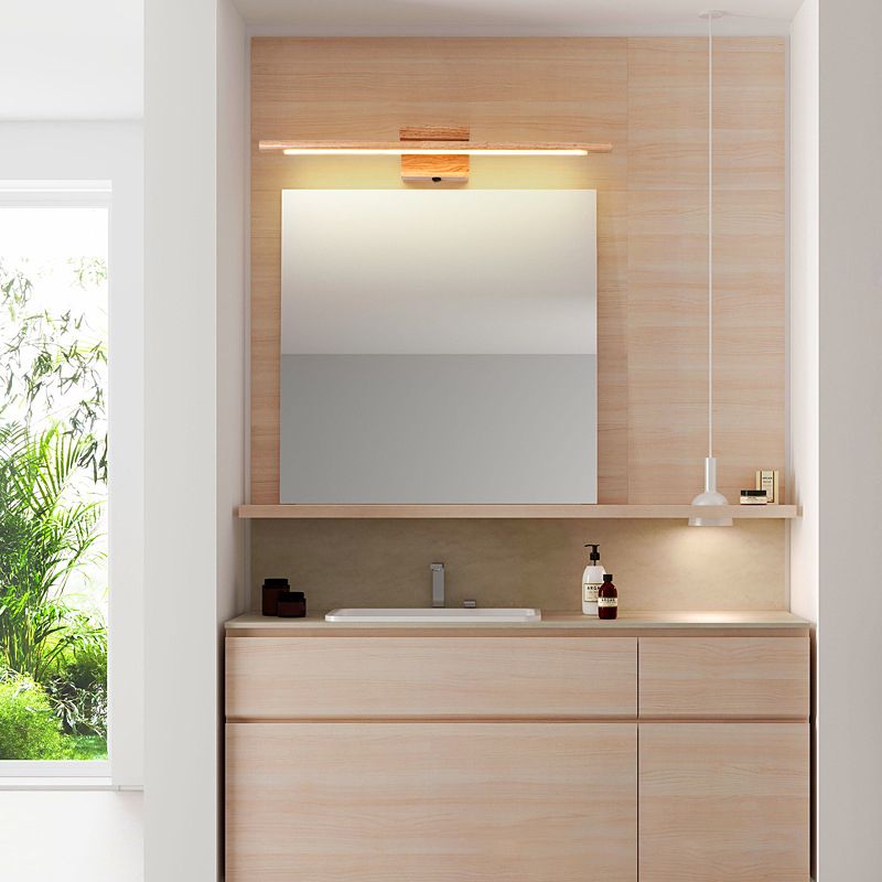 Zisolud Nature Wood Linear Mirror Front Vanity Wall Lamp