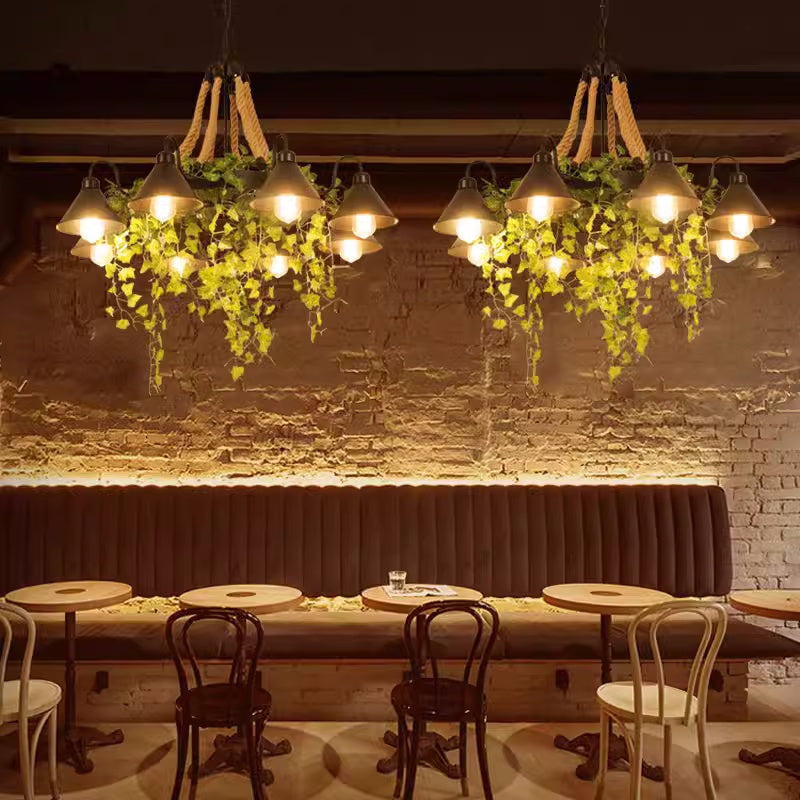 Fumupot Retro LED Chandelier Black Metal Restaurant/Bar/Living Room
