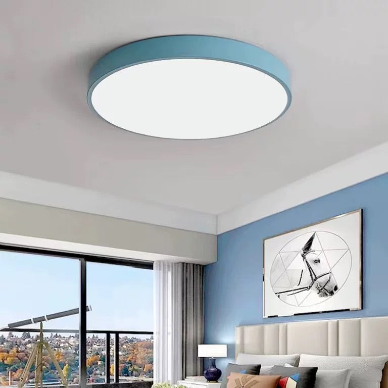 Metovok Ceiling Light Rond Flush Mount, Yellow/Blue/Green/Pink/Grey, Bedroom