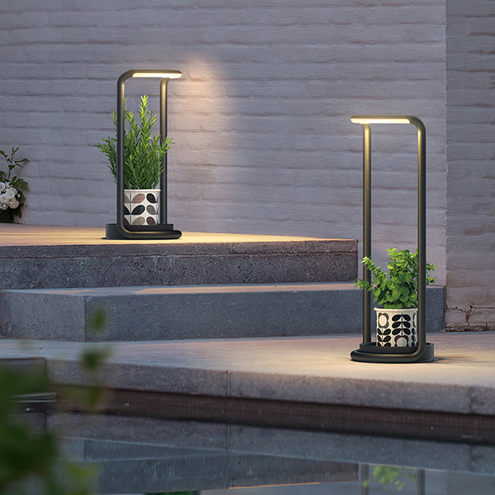 Datisad Minimalist Rectangular Solar LED Outdoor Floor Lamp, Black