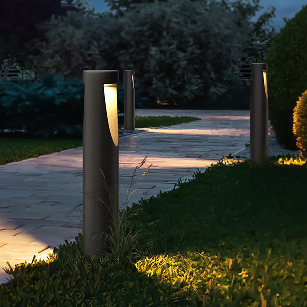 Momadid Contemporary Metal Cylindrical Hollow Outdoor Path Light, Black