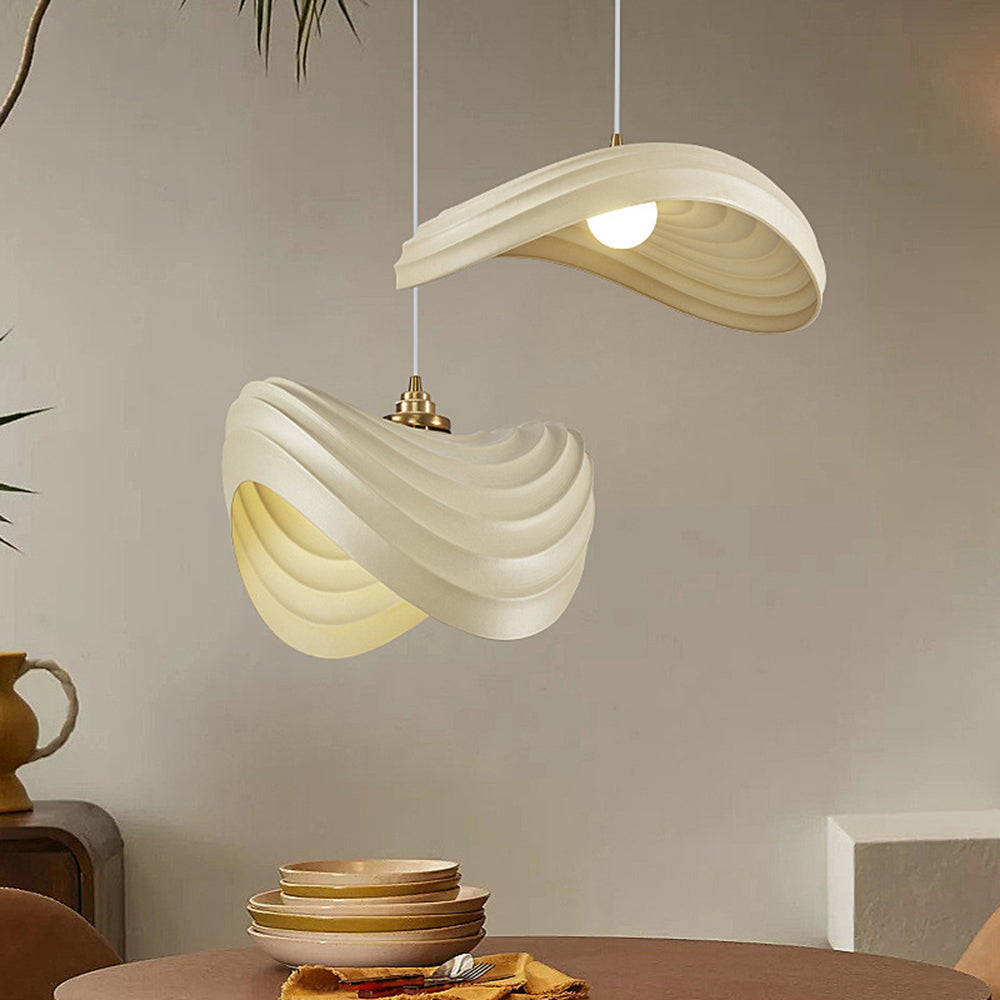 Civagak Wabi-Sabi Minimalisme Ripple Pendant Light, Resin&Metal