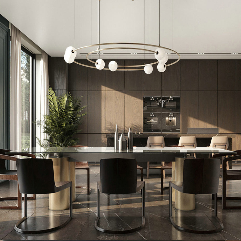 Cakulok Modern Ring Metal Pendant Light, Black/Gold