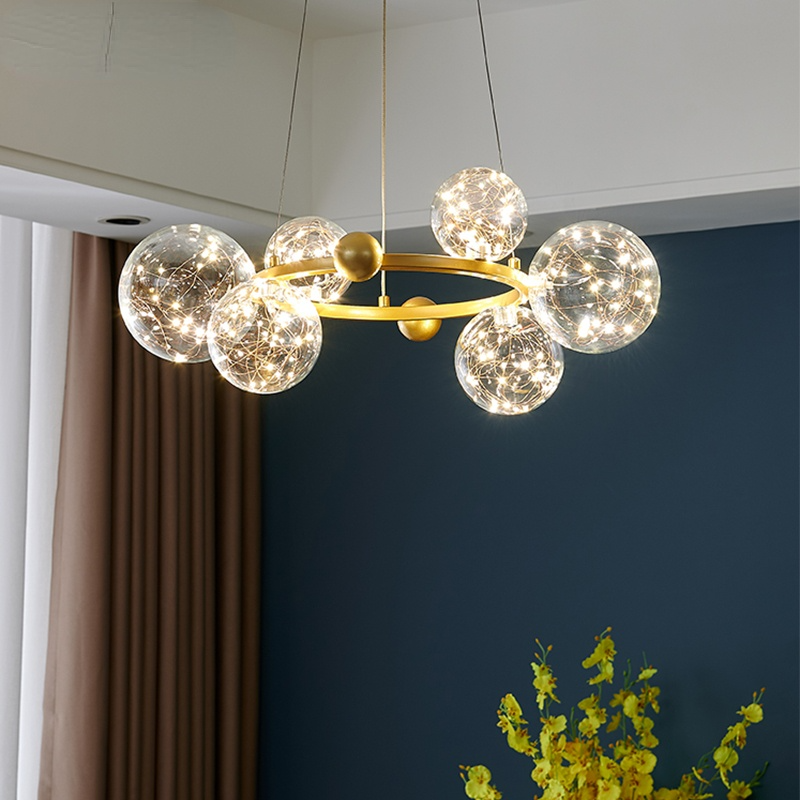 Husotim Art Deco Luminous Sphere Cluster Glass Pendant Light