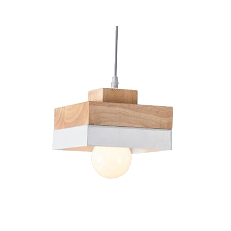 Mepides Minimalist Black & White Wood Geometric Pendant Light
