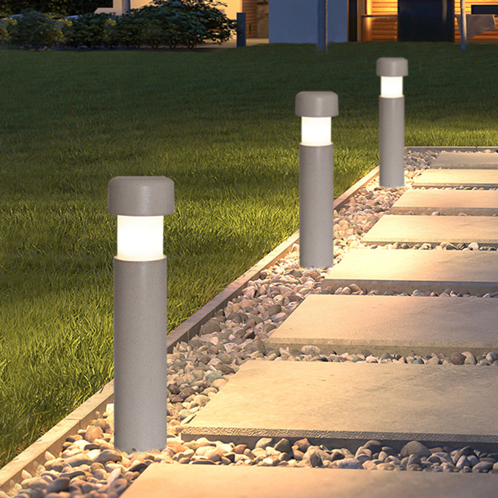 Kedegak Modern Metal Cylindrical Outdoor Path Light, Grey