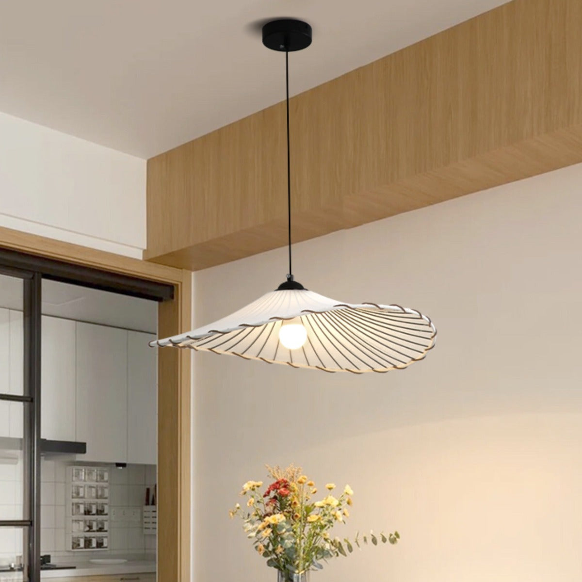 Numaban Boho Decorative LED Pendant Light Yellow Fabric Bedroom Restaurant