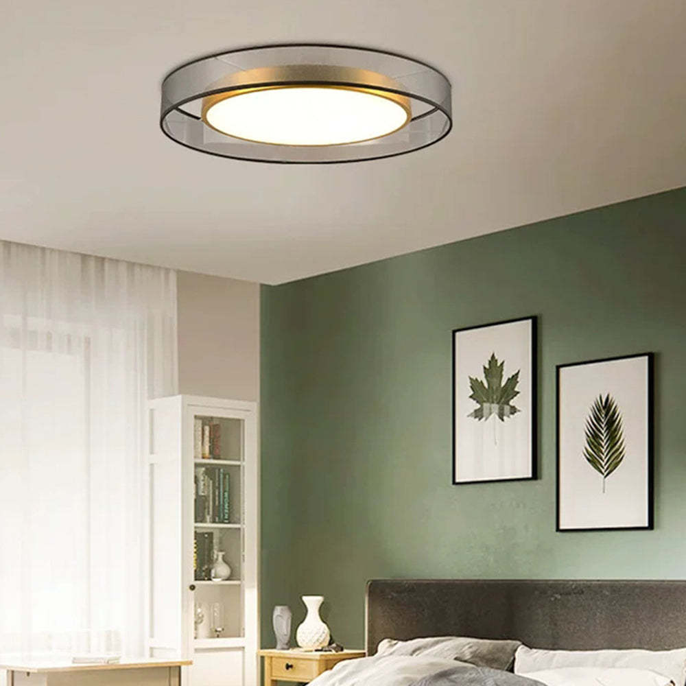 Vomalum Nordic Modern Round LED Flush Mount Ceiling Light, Gold Copper