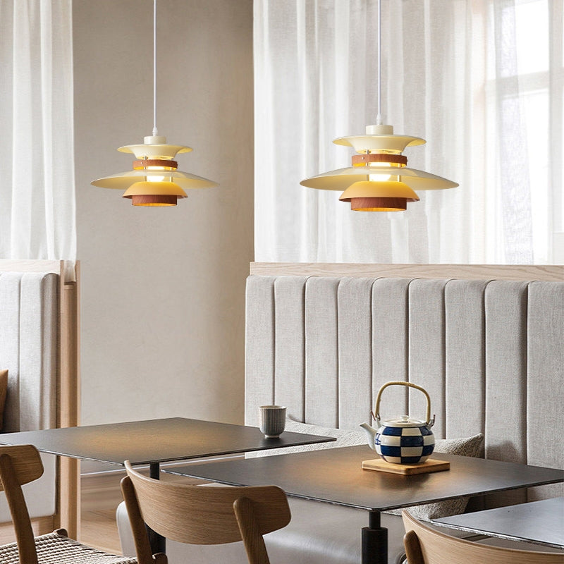 Jenaral Modern Pendant Light Black/White/Wood Metal Dining Room