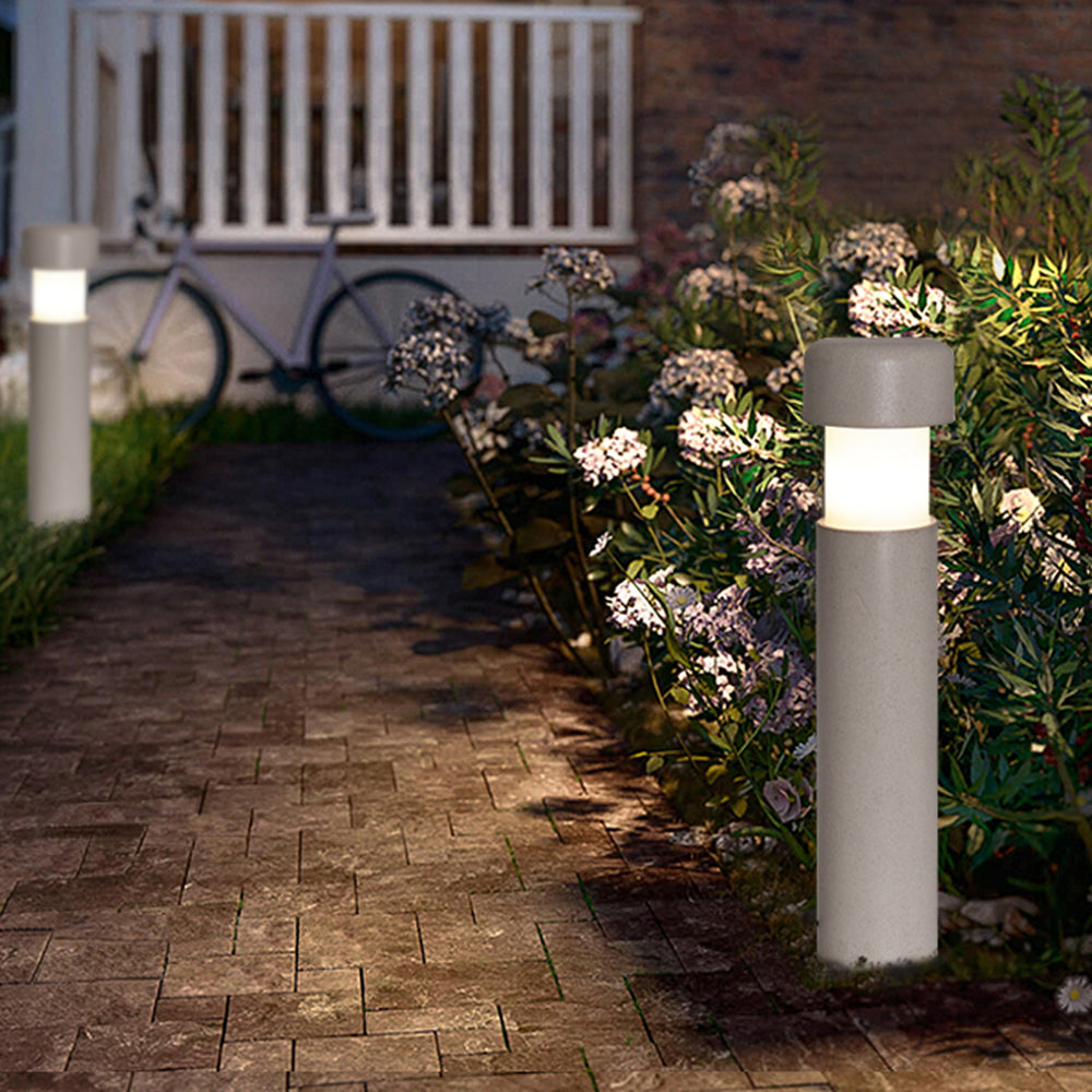 Kedegak Modern Metal Cylindrical Outdoor Path Light, Grey
