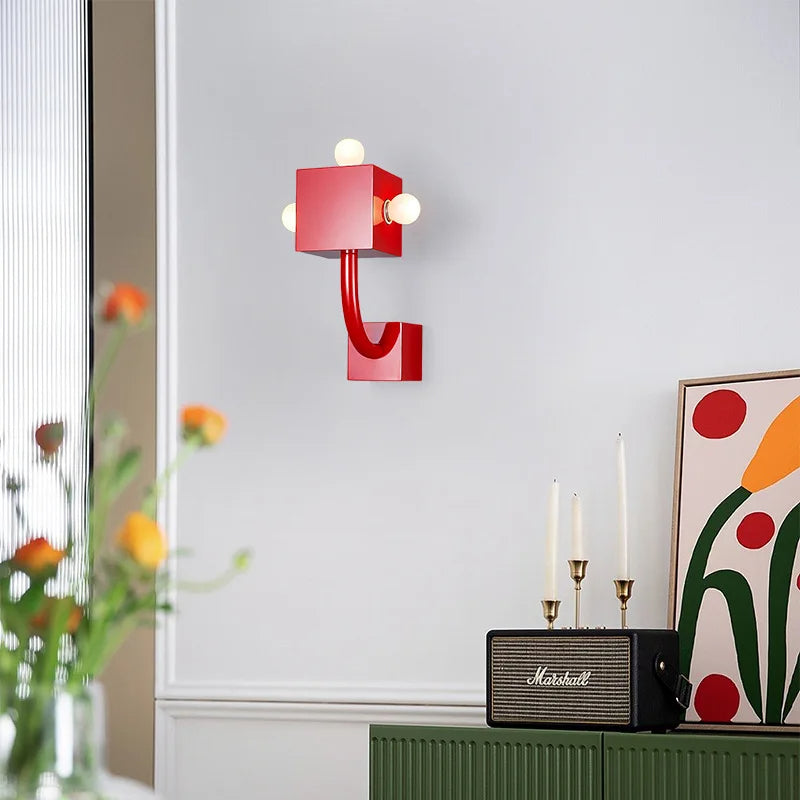 Wunuram Modern Industrial LED Indoor Wall Lamp Red Living Room Bedroom