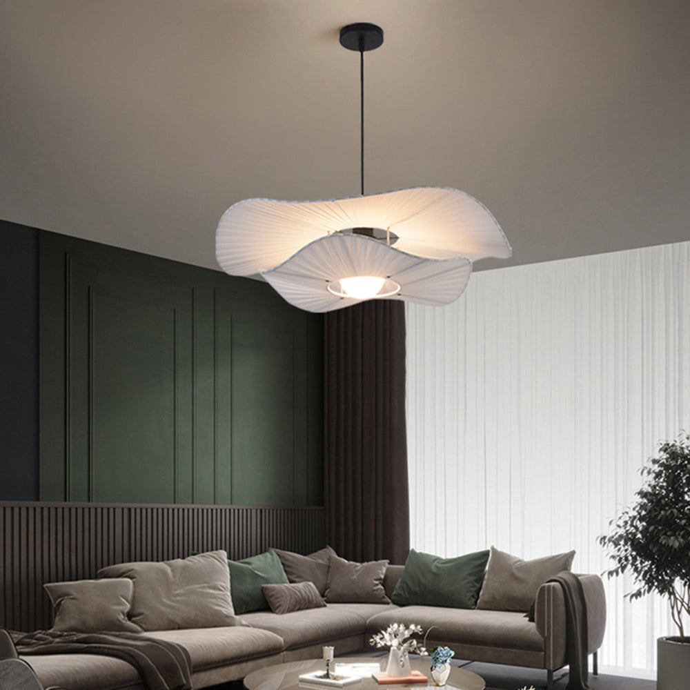 Nilarim Modern Nordic Cloth/Metal Shell Pendant Light, White