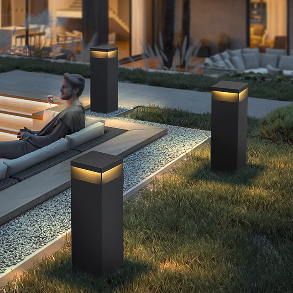 Hubivak Metal Rectangular Solar Outdoor Path Light, Black