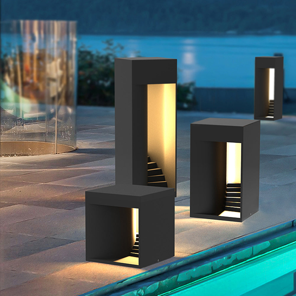 Tilegor Minimalist Waterproof Cuboid Rechargeable/Solar Lamp de Table, Black/White