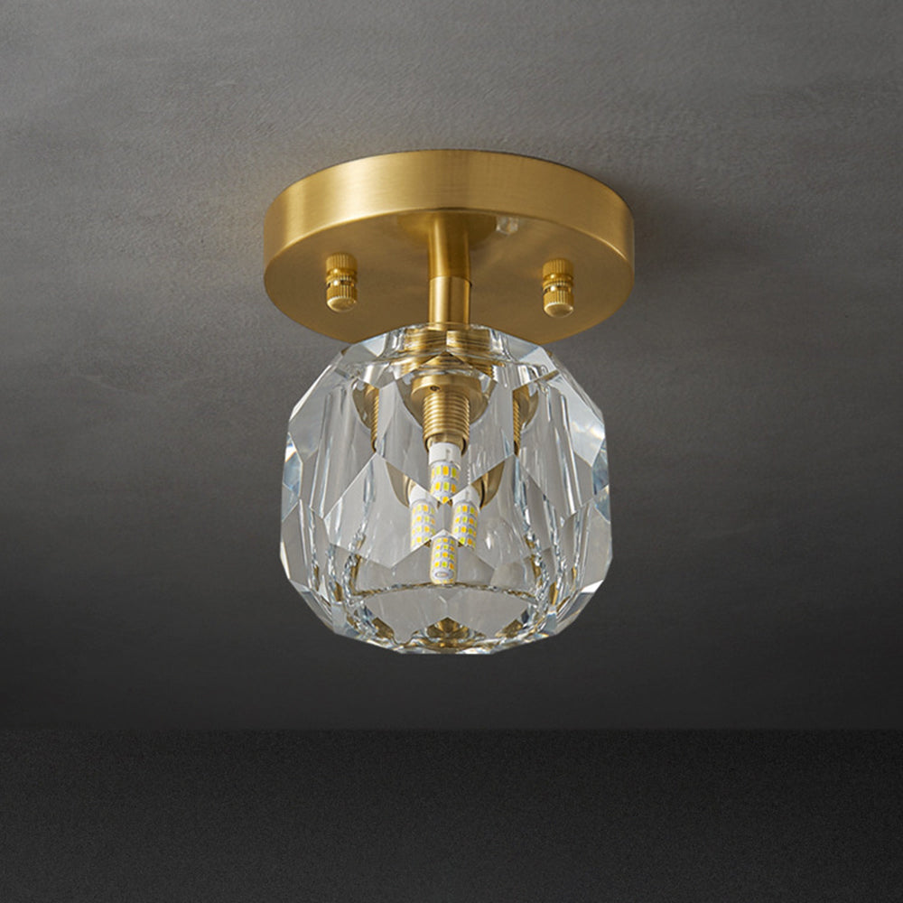 Lebomen Luxury Diamond Metal/ Flush Mount Ceiling Light, Gold