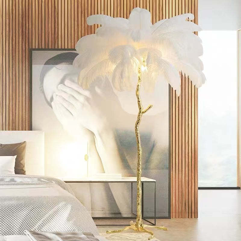 Salenor Nordic Luxury Unique Ostrich Feather Floor Lamp/Table Lamp-Relic Pieces
