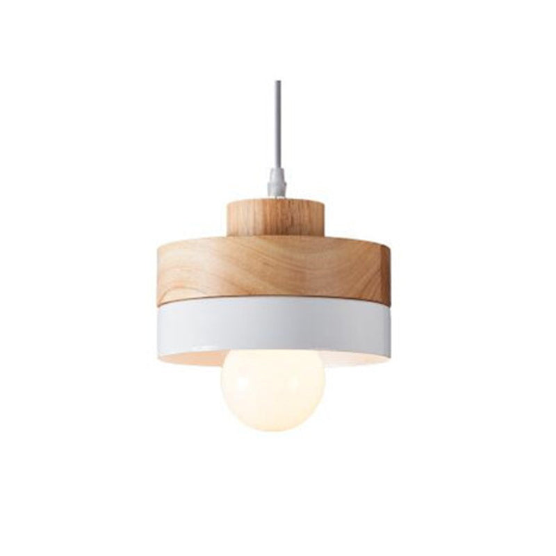 Mepides Minimalist Black & White Wood Geometric Pendant Light