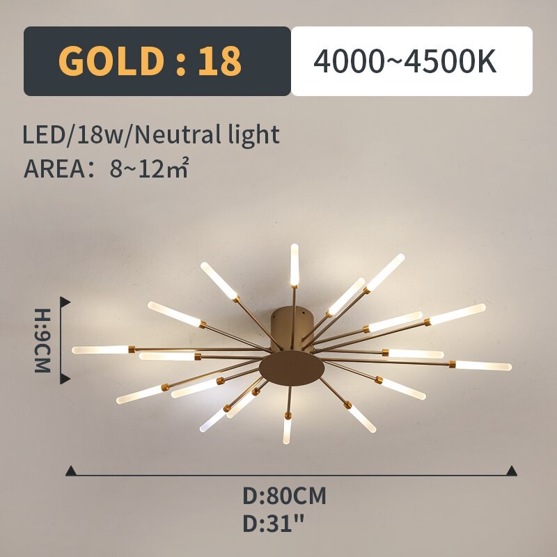 Kovon Flush-Mount Ceiling Light Fireworks, Black/Gold-Relic Pieces