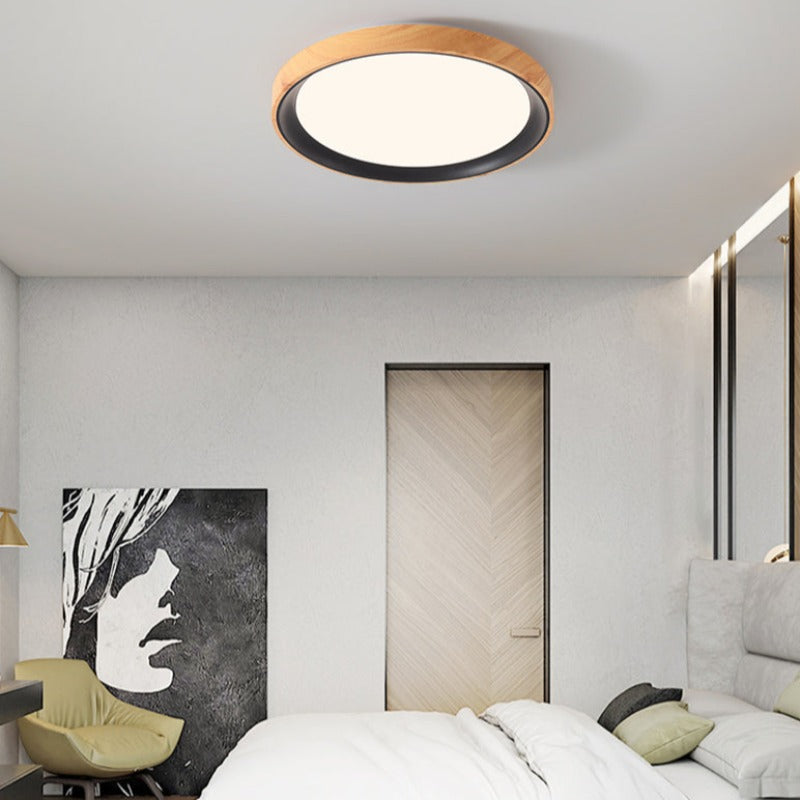 Zupikat Modern LED Flush Mount Ceiling Light White Wood Kitchen