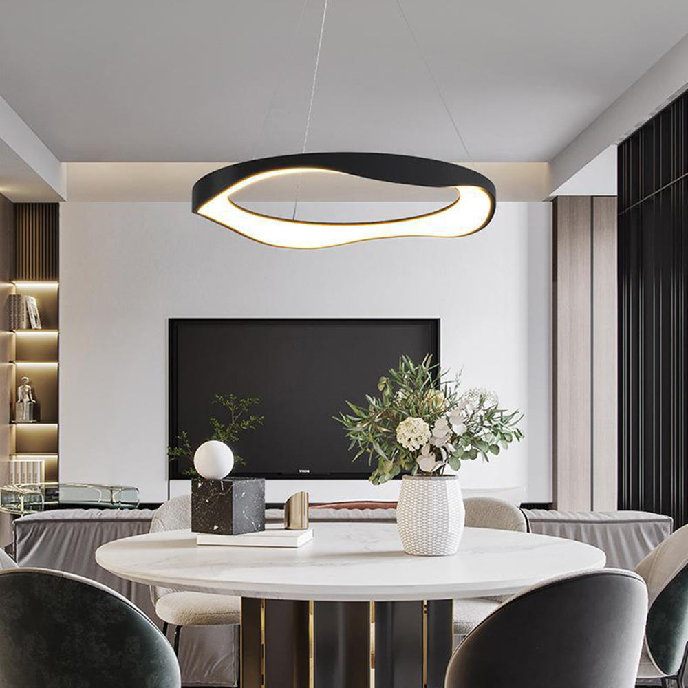 Widunom Pendant Light Rond Modern, Black/White, Dining Room