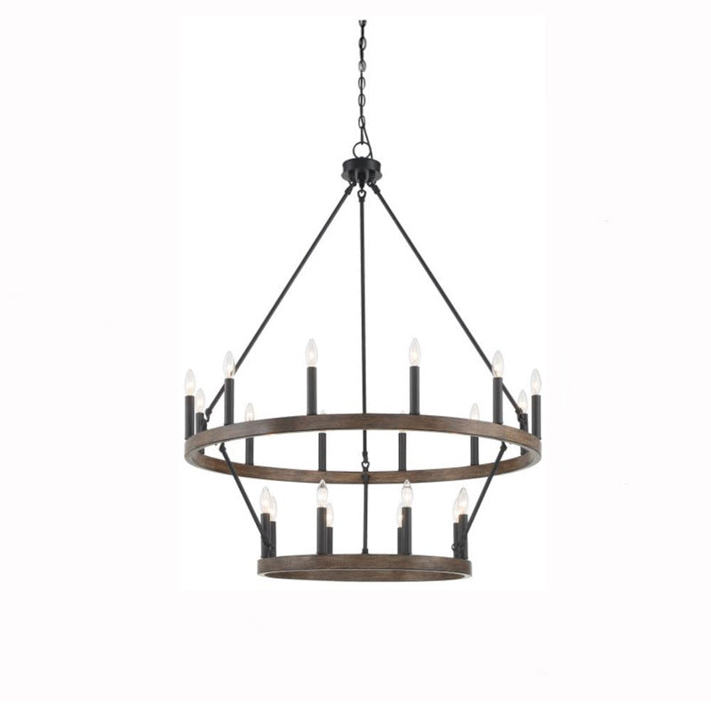 Disegot Modern Industrial LED Chandelier Black Metal Living Room